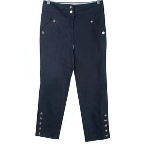 Anthropologie LEIFSDOTTIR Navy Blue Sailor Front Button Ankle Pants Size 4